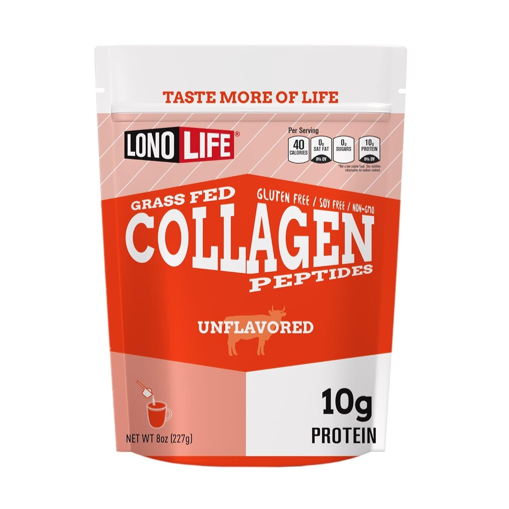 LonoLife - Péptidos Collagen desarmados con 10g Protein, Paleo y Keto Friendly, 8-Ounce Bulk Container - Embalaje Mayo Vary