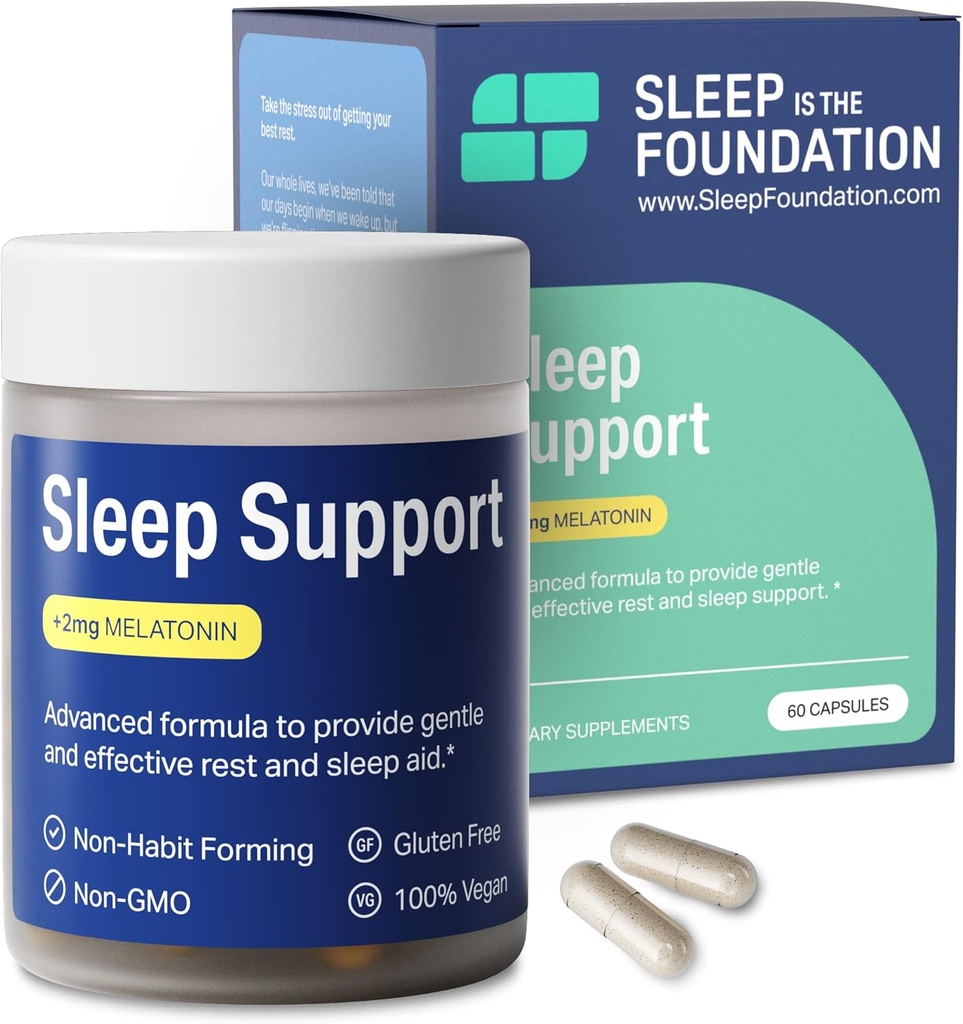 Ayuda para dormir con 2 mg de melatonina - píldoras para dormir con GABA, L-Theanine &amp; Chamomile - suplemento para dormir no-ábito, 60 cápsulas