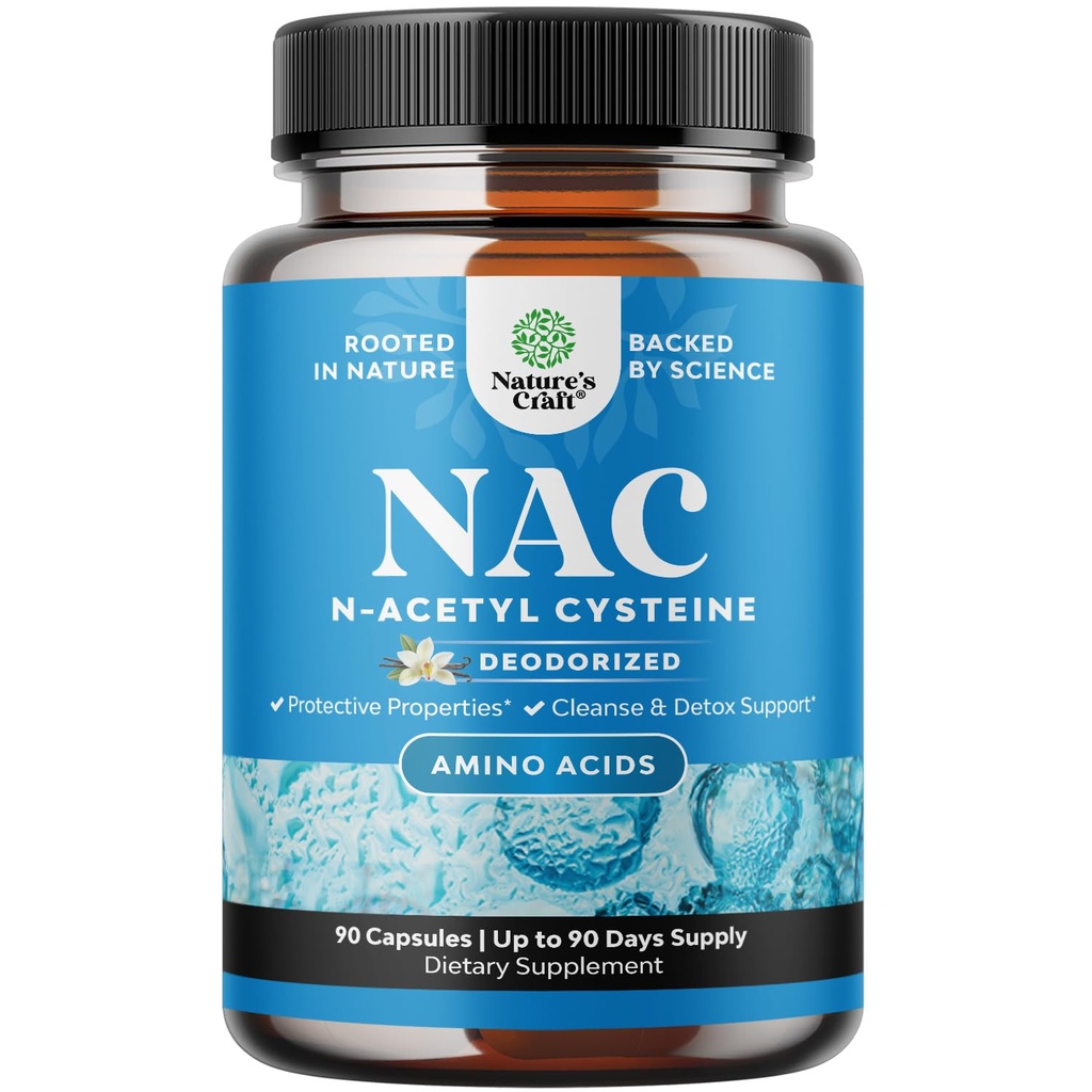 Natures Craft NAC Suplemento N-Acetyl Cysteine 600mg- High Absorption NAC 600 mg Capsules Glutathione Precursor para la limpieza del hígado Detox Kidney Support Lung Health Immunity and Brain Supplement