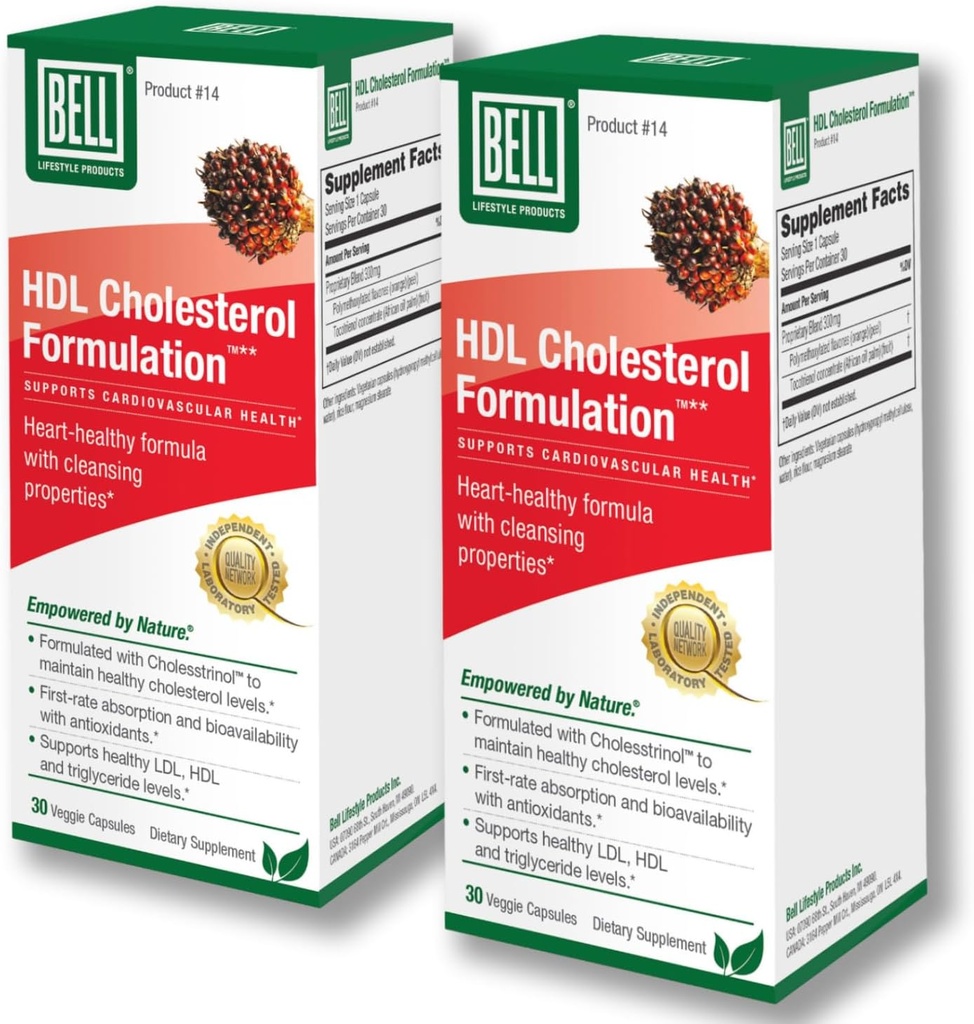 Bell HDL Cholesterol Formulation™, Cholesterol Health Supplement - Cholesterol Lowering Supplements, Unique Blend, for Women and Men | 2 Pack