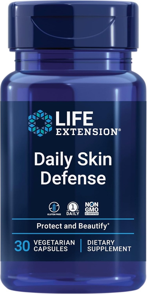 Life Extension Daily Skin Defense, Vitamina C, ceramides, Rosemary, Lemon Verbena, Ayuda a combatir el estrés oxidativo " La apariencia de las arrugas, libre de gluten, una vez al día, no GMO, vegetariano, 30 cápsulas