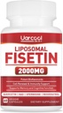 Suplemento de Fisetina 2000mg para el envejecimiento saludable y la longevidad, la salud de la piel, cerebro - Soy libre, vegetariano - 60 Softgels