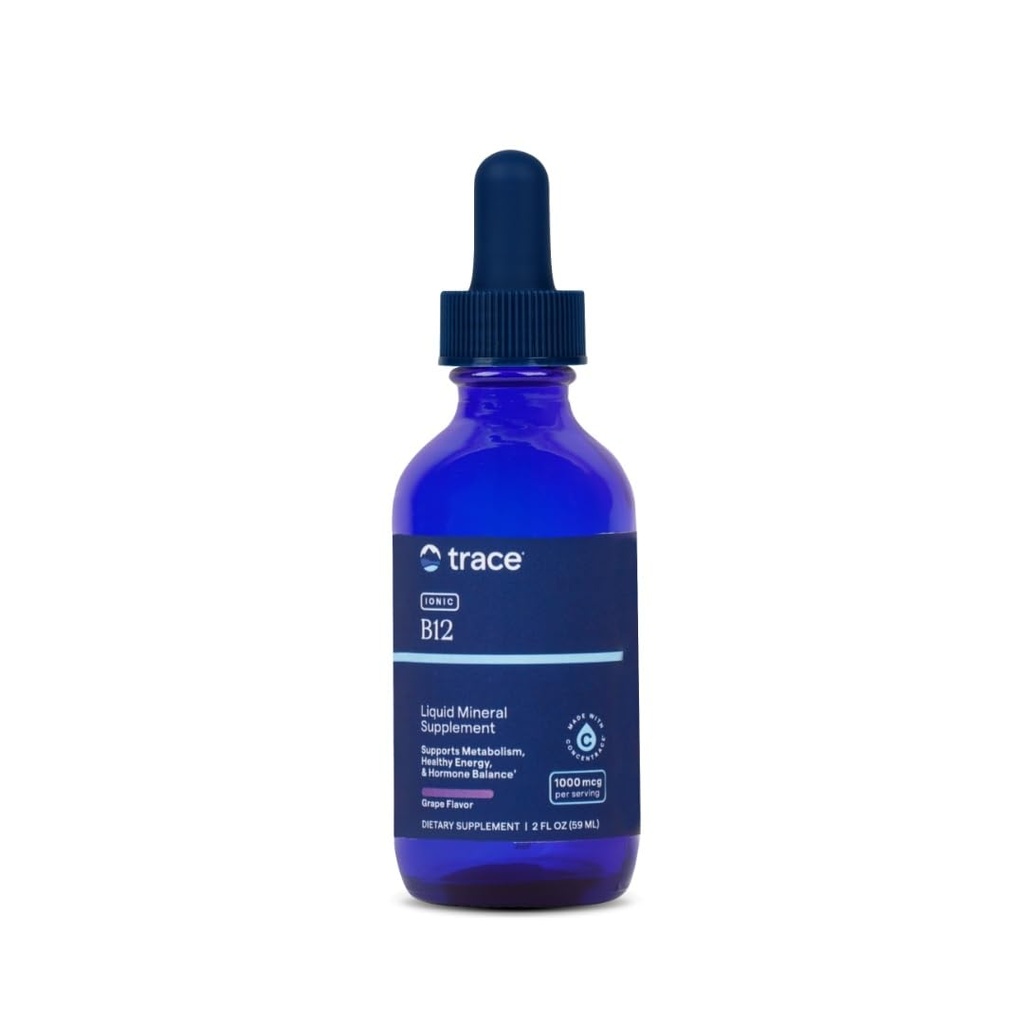 Trace Minerals Ionic B12 - Liquid Multivitamin for Hormone Balance & Healthy Nerve Function - Supports Metabolic Health - Enzyme Production - Natural Wellness Formula - 2 fl oz (59 Servings)