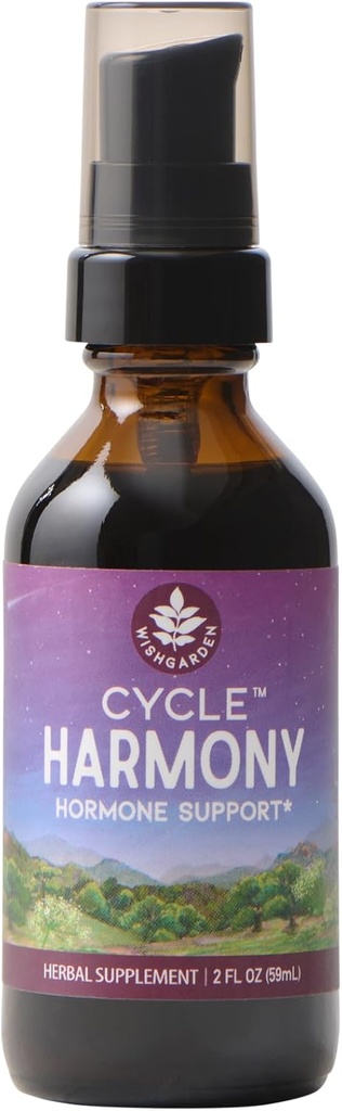 WishGarden Herbs Cycle Harmony Hormones Support - Plant-Based Herbal Supplement w/Vitex & Wild Yam Supports Normal Menstrual Cycle " Hormone-Based Issues, PMS, Ciclos irregulares, Problemas de ovulación, 2oz