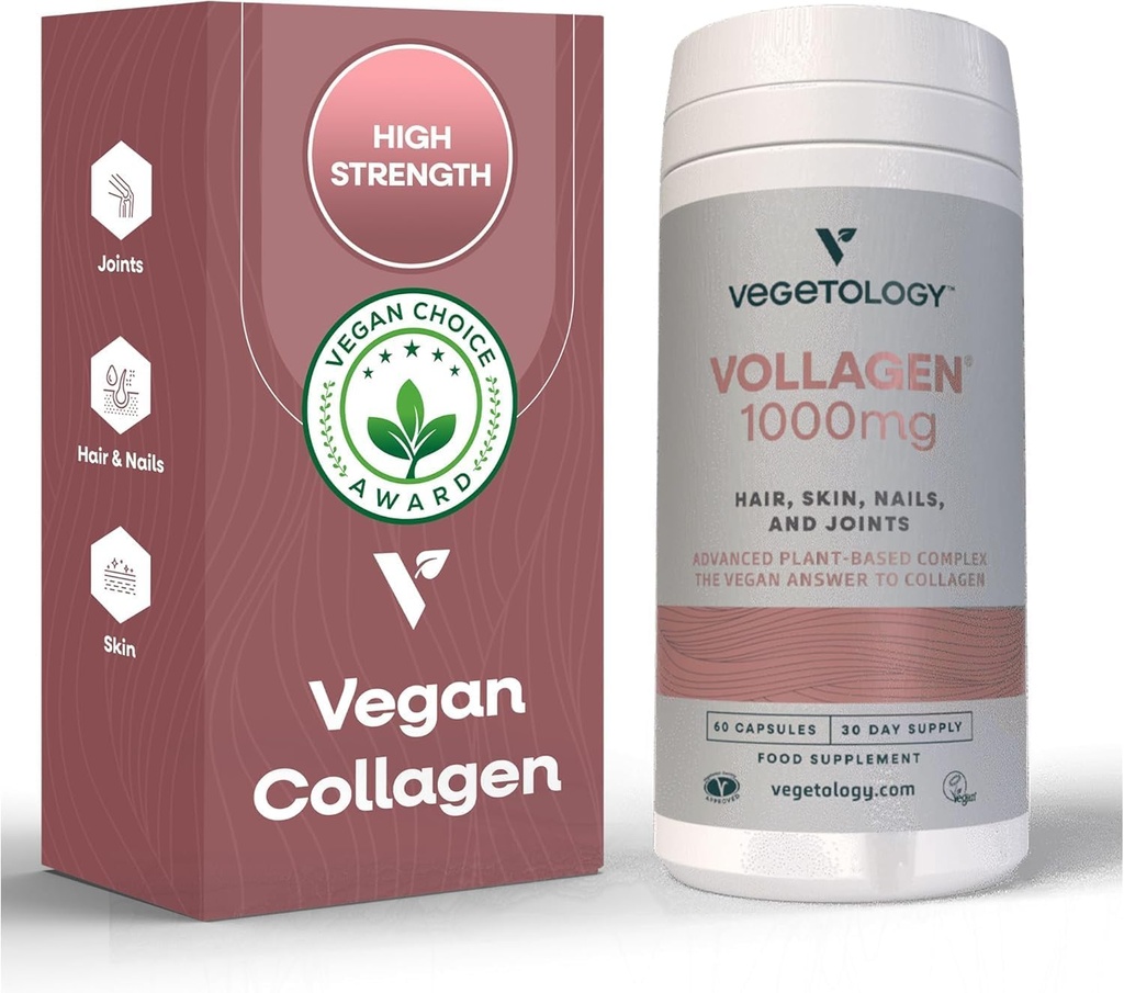 Complejo basado en plantas de volágen – Proteína basada en plantas Alternativa a Collagen – Increíbles uñas de piel de pelo Suplemento – Ofrece un Complejo de ácidos aminoácidos (1000 mg - 60 tabletas)