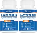 Suplemento de lactoferrina 1200 mg para el soporte de inmunológico saludable, libre de gluten, vegetariano - 60 Softgels(2 botellas)