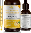 Suplemento de citrato de magnesio de potasio, gotas líquidas de magnesio 1000 mg con glcinato de magnesio, soporte calma " hueso " musculo " (Pineapple,2 FL.OZ.)