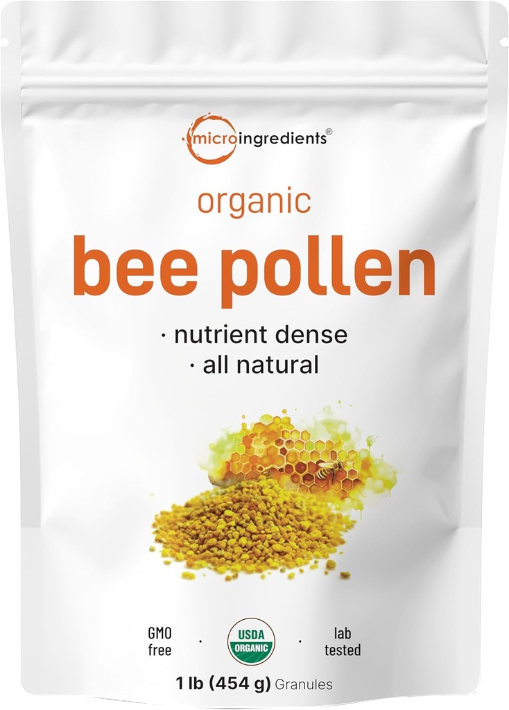 Micro Ingredientes Organic Bee Pollen Granules, 1 lb  sometida Fresh Harvest, Raw &amp; Natural Superfood ← Rica en B Vitaminas, Minerales, Proteína y Antioxidantes