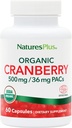 NaturesPlus Organic Cranberry 500 mg - 60 Capsules - Ayuda a promover la Tract de orina saludable - USDA Certified Organic, Vegan, Gluten Free, Non-GMO - 30 Servings
