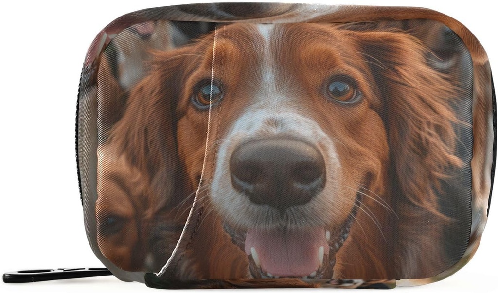 Weekly Pill Organizer Group Dogs Golden Retriever Small Pill Box Bag Portable Travel Pill Case 7 Days Vitamin Supplement Holder with Zipper for Family Business Camping