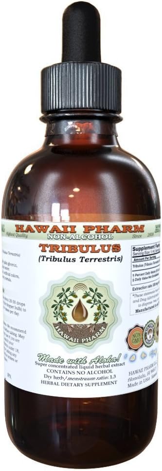 Tribulus Extracto líquido libre de alcohol, Tribulus (Tribulus Terrestris) Fruto seco Glicérite Natural Herbal Suplemento, Hawaii Pharm, USA 2 fl.oz