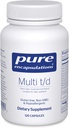 Encapsulaciones Puras Multi T/D - Suplemento Mineral Multivitamínico - para el Bienestar Diario, Cardiovascular &amp; Salud Inmunitaria* - Rico en vitaminas " Minerales - Gluten Gratis " Vegetariano - 120 cápsulas