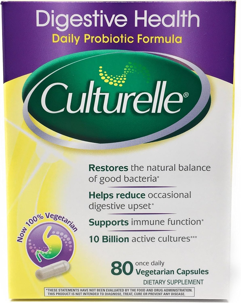 Culturelle Digestive Health Probiotic - 2 Boxes, 80 Capsules Cada uno