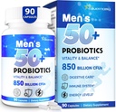 Probióticos para Hombres, Avanzado 50+ Hombres Probiótico, Gorro Integral &amp; Energy Support con 850 Billion CFU, 1800mg Prebióticos Fiber – Mangos de Wellness Tailored probióticos para la salud intestinal más de 50, 90 cápsulas