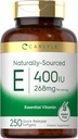 Carlyle Vitamina E 400 IU Softgels Silencio 250 Conde Silencio Naturalmente Fuentes Silencio No GMO y Gluten Gratis