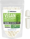 XPRS Nutra Tamaño 1 Empty Capsules - 100 Conde Empty Vegan Capsules - Vegetarian Pills - DIY Vegetable Capsule Filling- Veggie Pill Caps for Do-It-Yourself Suplementos (White)