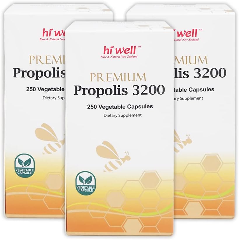 (Pack of 3) Hi Well Premium Propolis 3200 Flavonoid 96mg 250VegeCapsules