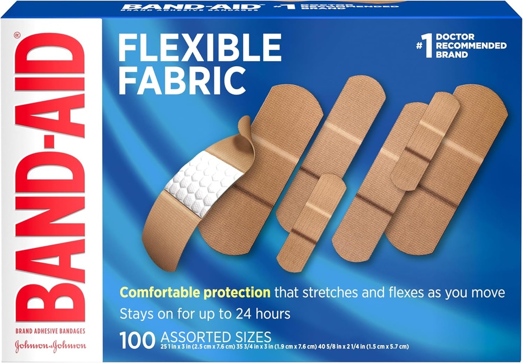 Bandas adhesivas Bandas adhesivas para el cuidado de los heridos & primeros auxilios, tamaños surtidos, 100 ct