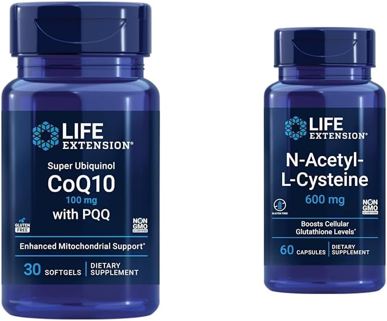 Super Ubiquinol CoQ10 con PQQ, CoQ10, PQQ & N-Acetyl-L-Cysteine (NAC), Immune, Respiratory, Liver Health
