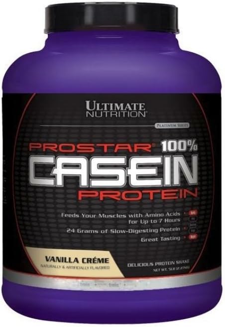 Ultimate Nutrition Prostar Micellar Casein Protein Powder 24 Grams of Protein, 9.9 Grams of EAAS, y 4.6 Grams of BCAAS-69 Servings,Vanilla Powder,5 libras