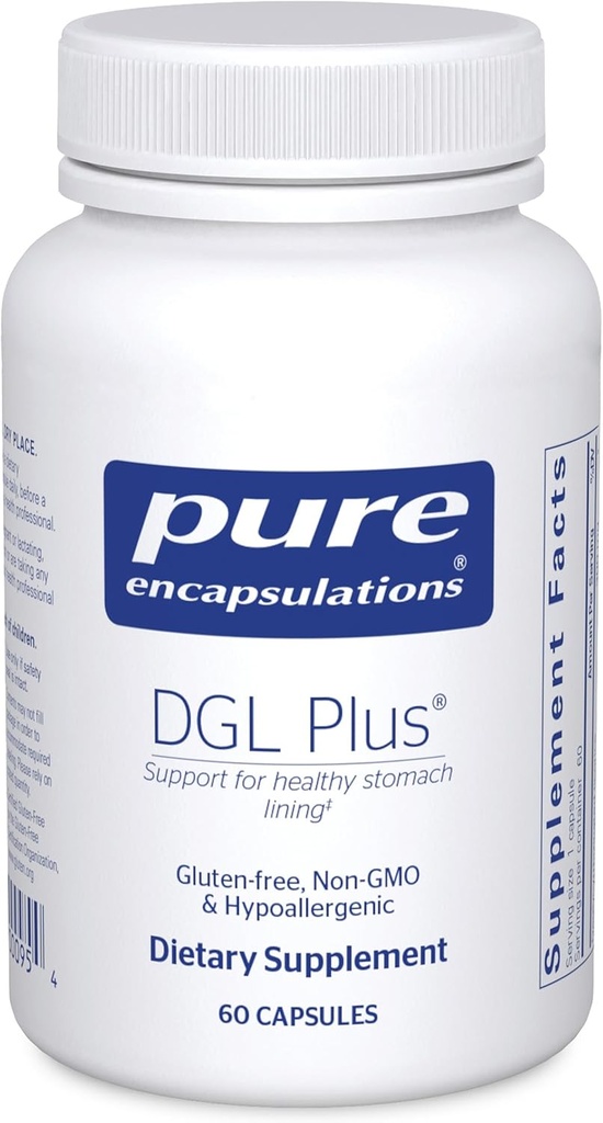 Pure Encapsulations DGL Plus - Gut Health Supplements for Men ' Women - with Marshmallow Root, Aloe Vera Extract & Slippery Elm Bark - Non-GMO & Vegan - 60 cápsulas