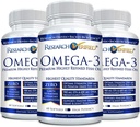 Research Verified Omega 3-1800mg Omega 3 Fish Oil - High 900mg EPA + 600mg DHA - No Aftertaste - 60 Softgel Capsules - 3 Botellas