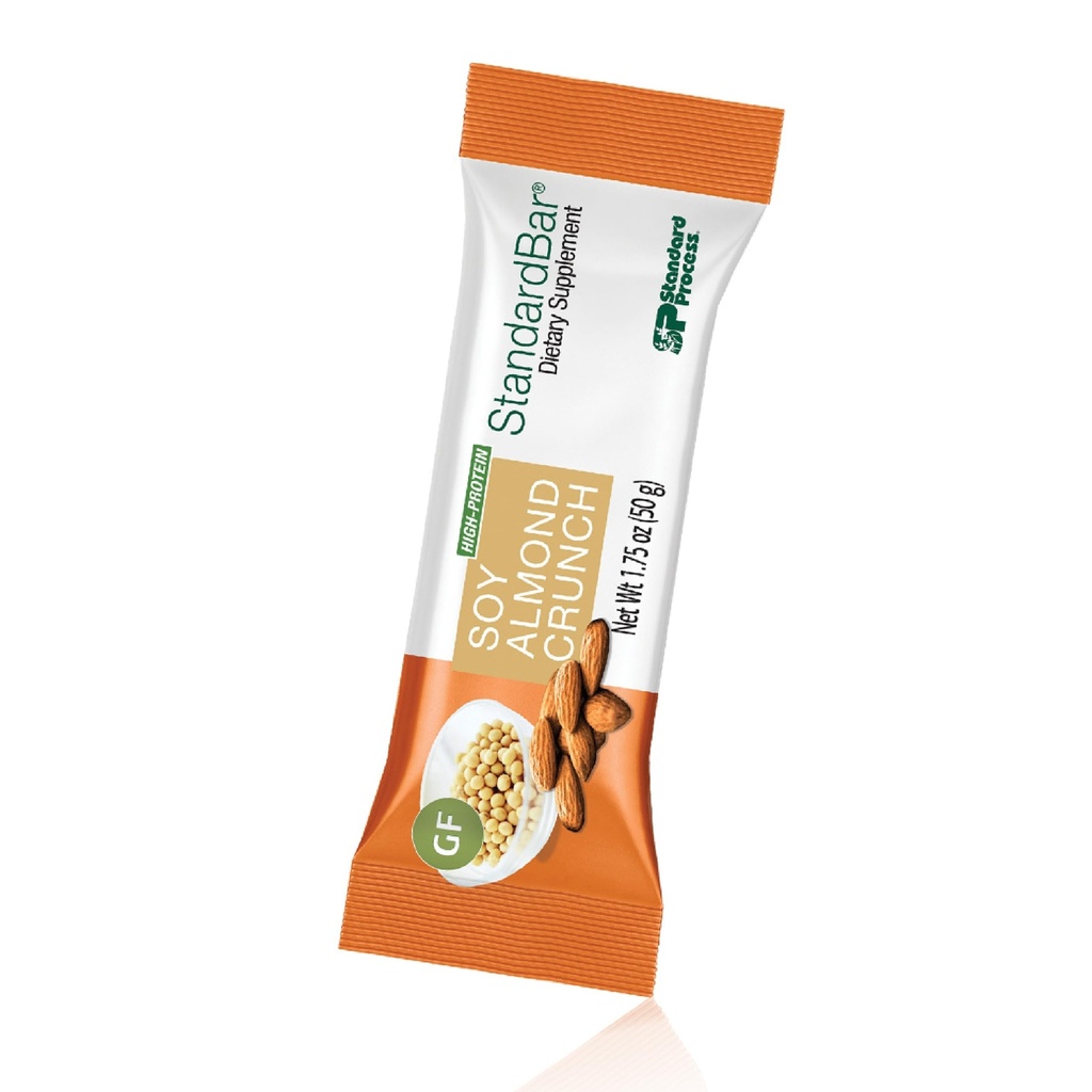 Standard Process - StandardBar Soy Almond Crunch - High Protein Bar for Energy & Heart Health - Healthy Snack - Vegetarian, Gluten-Free - 18 Bares