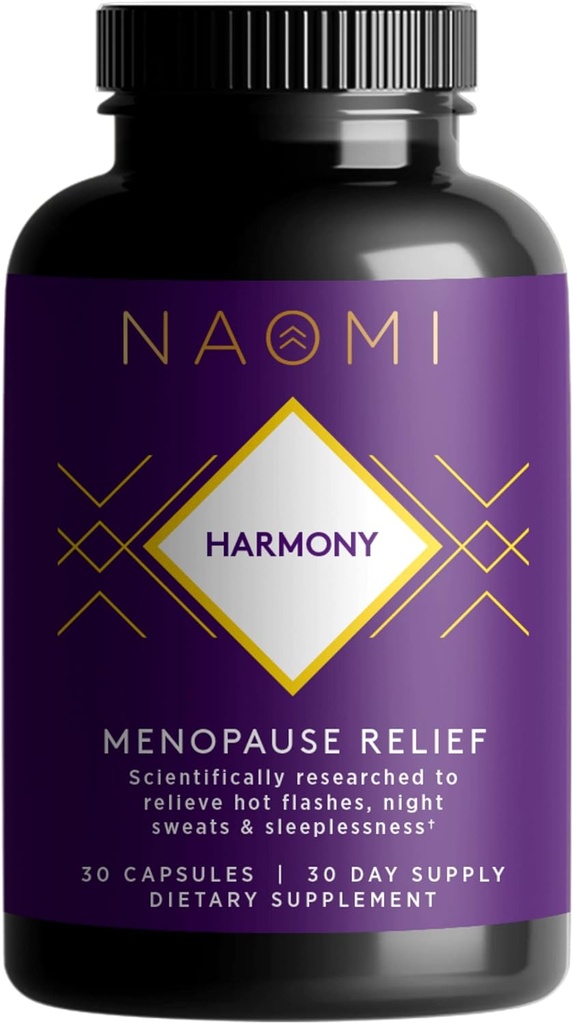 Suplemento de Alivio de la Armonía NAOMI – Soporte de Equilibrio hormonal para Flashes calientes – 30 cápsulas de verduras