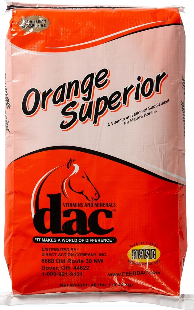 DAC VITAMINS AND MINERALS "IT MAKES A WORLD OF DIFFERENCE" Orange Superior 40lbs