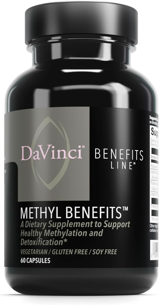 DAVINCI Labs Methyl Ventajas - Suplemento dietético para apoyar la metilación saludable, la desintoxicación y la producción de energía* - con vitamina B6, B12, Folate y Más - Sin gluten - 60 cápsulas vegetarianas