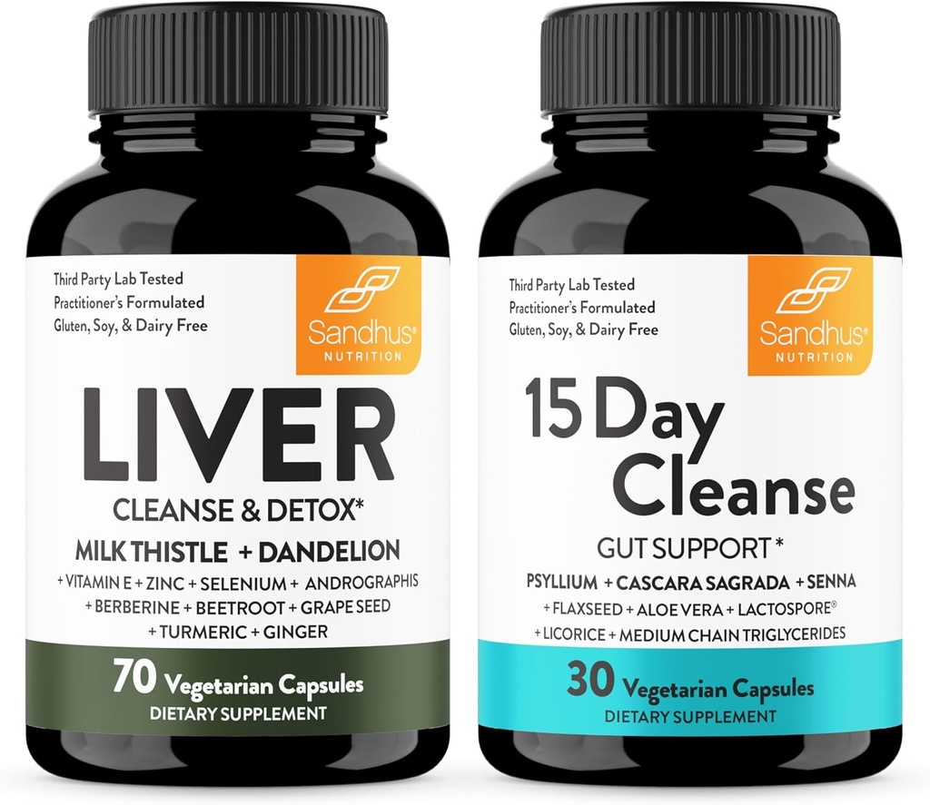 Sandhu's Liver Renew Cleanse Detox Support &amp; 15 Day Gut Cleanse Support Dietary Supplement for Women &amp; Hombre