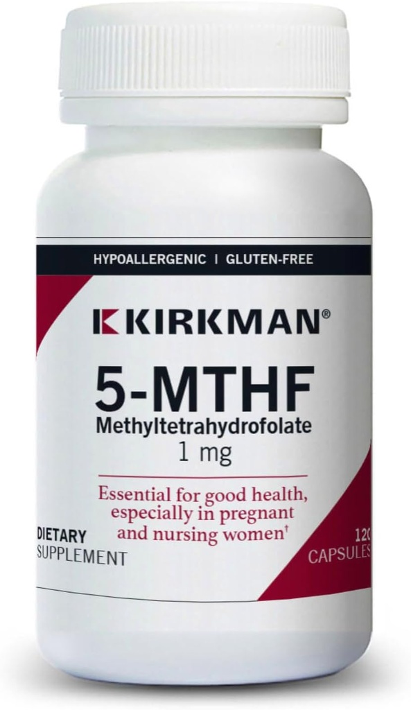 Kirkman 5-MTHF - hipoalergénico - 120 cápsulas vegetarianas - ácido fólico esencial para la buena salud