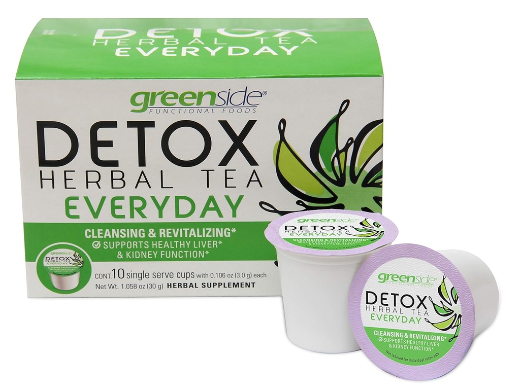 Detox Copas de Servicio Única de Té Herbal para Todos los días - Limpieza y Revitalización de Suplementos del Cuerpo - 10 Copas (3-gram Serving/Cup)
