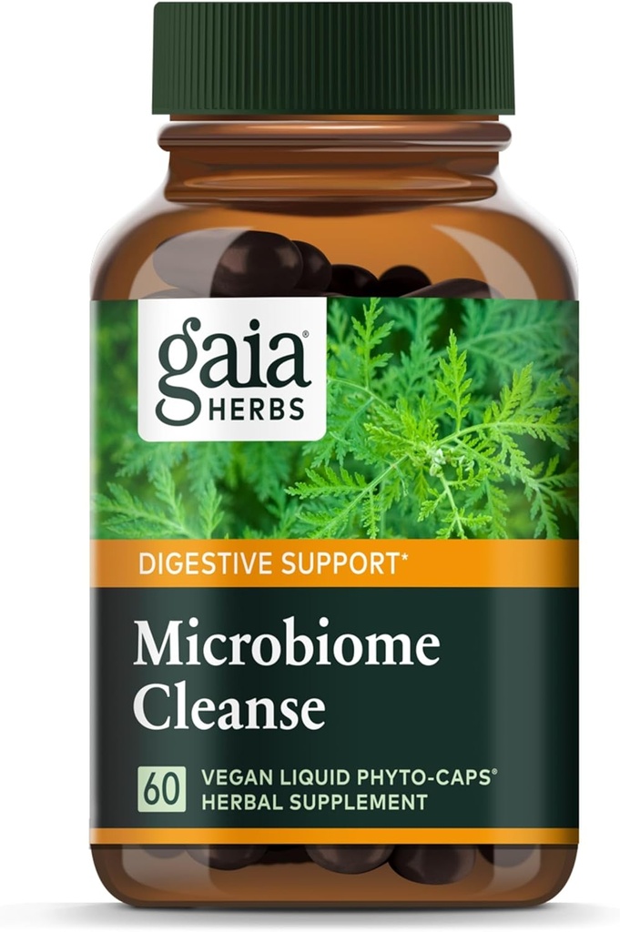Gaia Herbs Microbiome Cleanse - with Black Walnut, Sweet Wormwood, Oregano & Peppermint - Helps Balance The GI Tract while Supporting Digestive Health - 60 Vegan Liquid Phyto-Capsules (30-Day Supply)