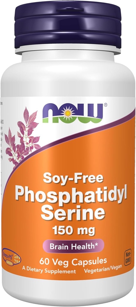 NOW Foods Supplements, Soy-Free Phosphatidyl Serine (150mg), Brain Health*, 60 Veg Capsules