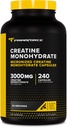 Primaforce Cretine Monohydrate Capsules - 240 Capsules, 3000mg por Serving, Gluten Free and Non-GMO