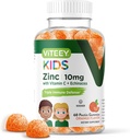 Viteey Zinc para niños Gummies 10mg, con vitamina C &amp; Echinacea - Soporte inmunitario, potente antioxidante natural, niños Zinc vitamina Suplemento - Vegan, Gelatin Gratis - Tasty Chewable Orange Flavor Gummy