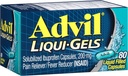 Advil Liqui-Gels Pain Reliever and Fever Reducer, Pain Medicine for Adults with Ibuprofen 200mg for Headache, Backache, Menstrual Pain and Joint Pain Relief - 80 Liquid Filled Capsules