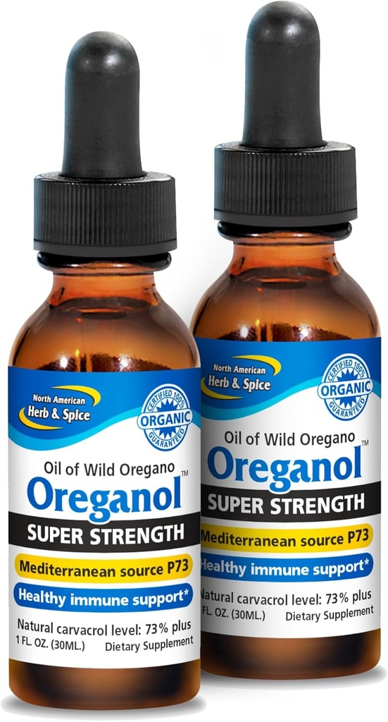 NORTH AMERICAN HERB &amp; SPICE Super Strength Oreganol P73 - Pack of 2, 1 fl oz - Immune System Support - Non-GMO, Certified Organic - 864 Total Servings