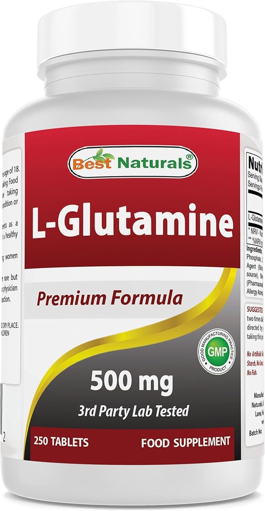 Mejores Naturales L-Glutamina 500 mg 250 Tabletas