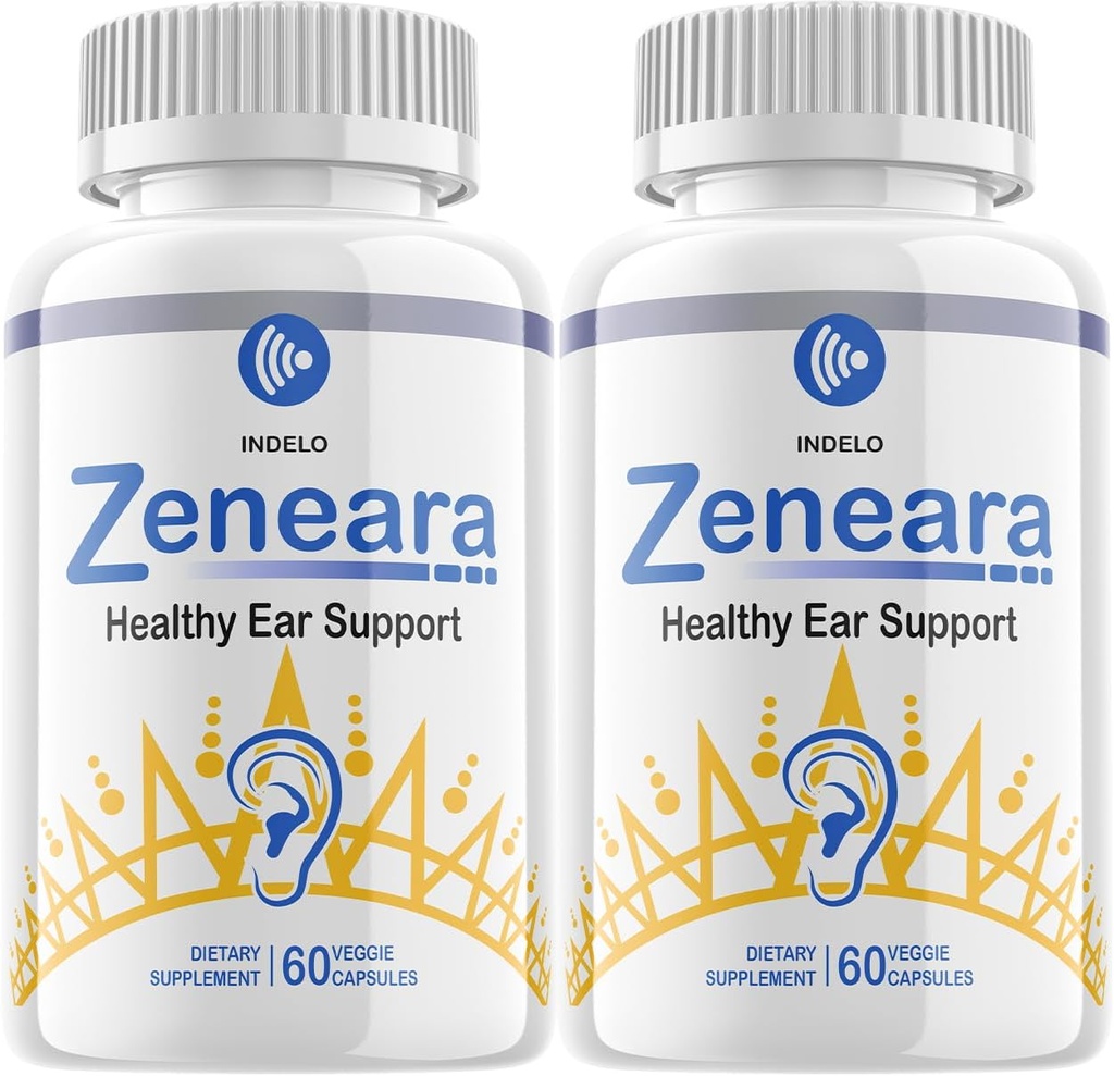 Zeneara Healthy Ear Support Suplemento, Zeneara Ear Ringing Relief, Zeneara Tinnitus Treatment, Maximum Strength Zeneara Capsules, Zeneara for Hearing Support Reviews (2 Pack - 120 cápsulas)