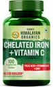 HIMALAYAN ORGANICS Orgánica Hierro Chelated con Vitamina C,B12,Zinc &amp; Folic Acid ¦ Niveles de hemoglobina más rápidos ANTE mejora el nivel de concentración, energía &amp; construcción de sangre-120