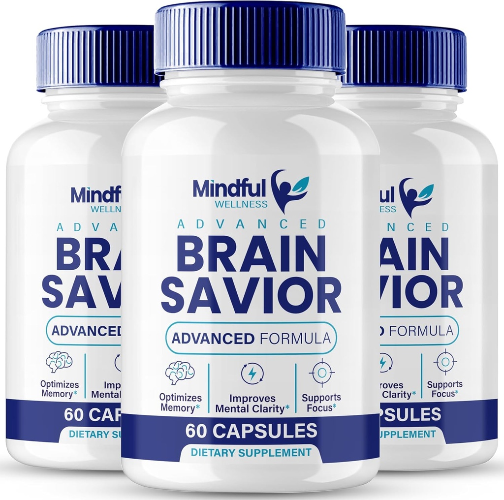 Suplementos cerebrales para cápsulas de memoria y foco, BrainSavior Advanced Formula Brain Health Support - Maximum Strength Nootropics Brain-Savior All Natural Support Reviews (3 Pack)