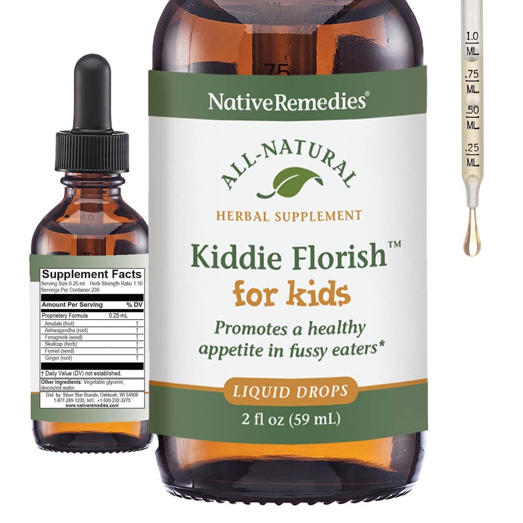 Native Remedies Kiddie Florish - All Natural Herbal Supplement Promotes a Healthy Appetite in Picky Eaters - 59 mL