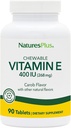 NaturalezasPlus Vitamina E Chewable - 400 iu, 90 Tabletas Vegetarianas - Natural Carob Flavor - Función Cardiovascular Saludable, Defensa Gratuita &amp; Bienestar general - Gluten-Free - 90 Servings