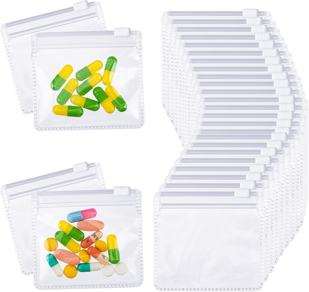 Nuanchu 96 piezas Pill Pouches Bolsas Set Reutilizable Pill Baggies transparente plástico auto sellado Medicina de viaje Organizador Almacenamiento con bloqueo de diapositivas para la medicina y pequeños artículos