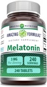 Amazing Formulas Melatonin Suplemento Silencio 3 Mg Por Serving TEN 240 Tablets ← No-GMO TENIDO Gluten-Free TEN Made in USA