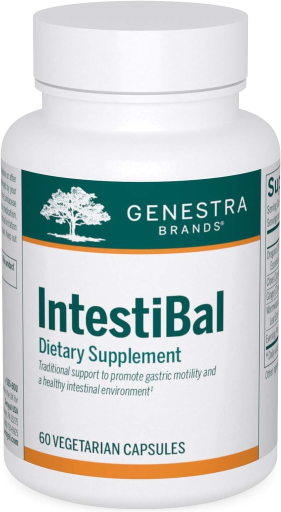 Genestra Brands IntestiBal | with Essential Oils from Ginger and Wormwood | 60 Capsules