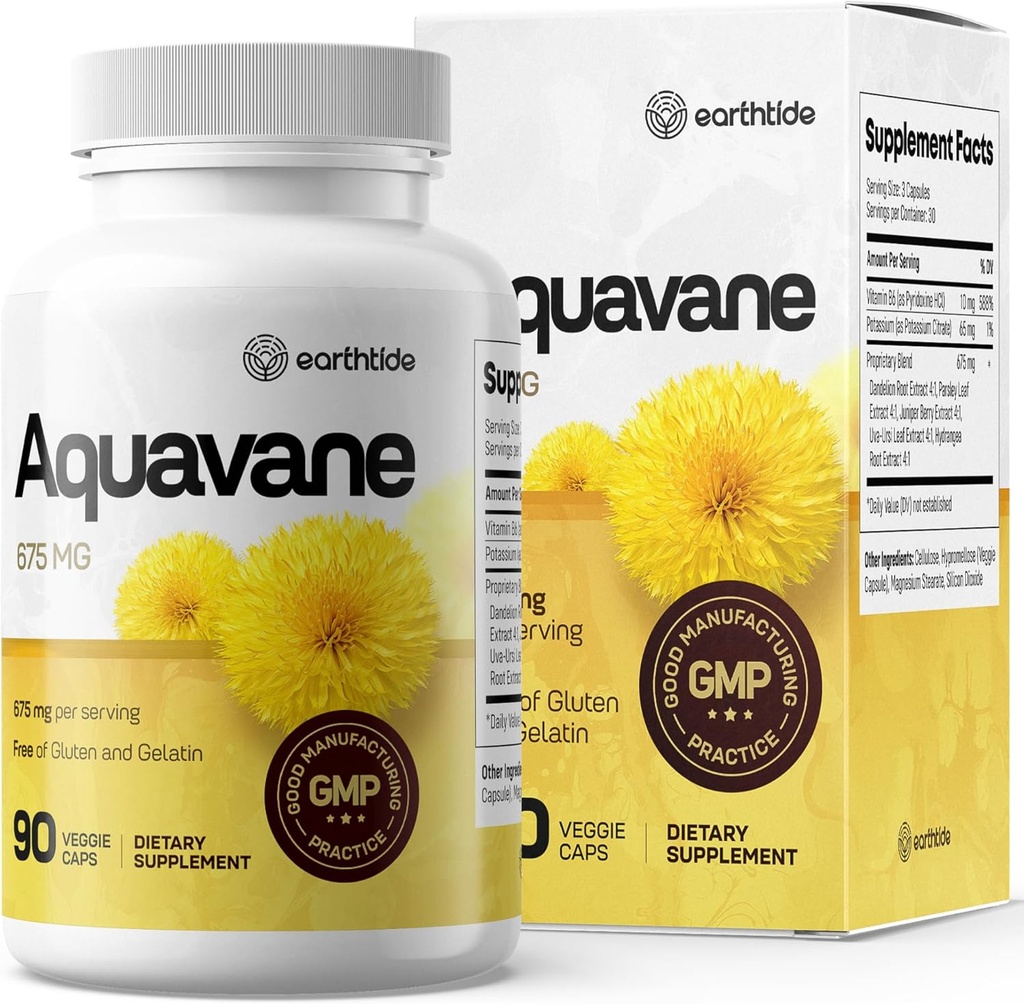 Aquavane Natural Diuretic Relief for Swollen Feet, Ankles, & Legs - Potent Herbal Water Pills for Water Retention, Swell No More with Powerful Extracts, Ideal para Reducir Leg &amp; Foot Swelling