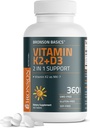 Bronson Vitamina K2 D3 (MK7) Suplemento No GMO Fórmula Vitamina D3 5000IU (125 mcg) & 90 mcg K2 MK-7, Complejo D & K Easy to Swallow, 360 Tablets